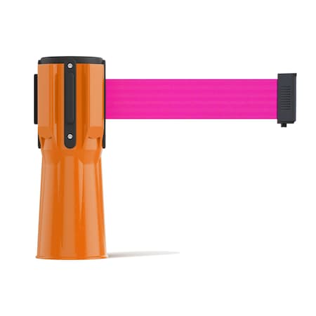 Montour Line Retractable Belt Barrier Cone Mount Orange Case 7.5ftFl.Pnk Belt CP100-OR-FPK-75